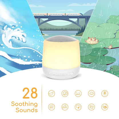 "Baby sound machine with soft night light and soothing sounds."
"White noise machine for babies, ideal for peaceful sleep."
"Baby sleep aid device with adjustable timer and calming sounds."