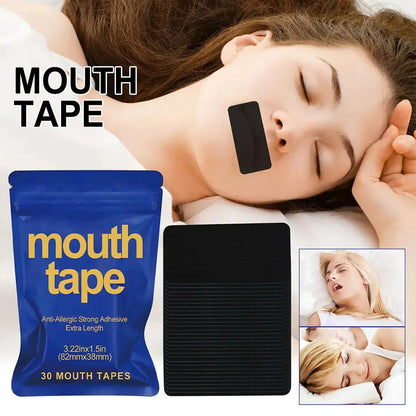 "Anti-snoring mouth tape for improved breathing and quiet sleep."
"Gentle adhesive mouth tape designed for snoring relief."
"Breathable mouth tape for better sleep and reduced snoring."